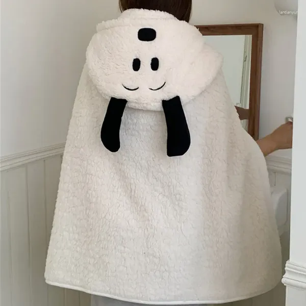 Mantas kawaii perro plush capa dibujos animados de orejas largas con capucha suave pijama en casa