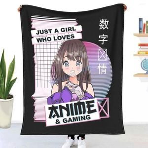 Couvertures Kawaii Japonais Anime Gaming - Vowave esthétique Throwt Blander Winter Flannel Bedpreads Lits sur les voitures