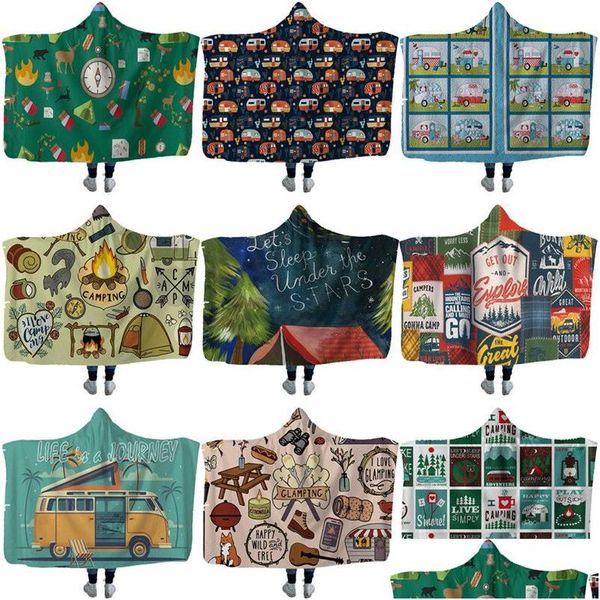 Couvertures Enfants À Capuche Doux Chaud Cam Voiture Jeter Couverture Avec Capuche Sherpa Polaire 130X150Cm Drop Delivery Home Garden Textiles Dhjtk