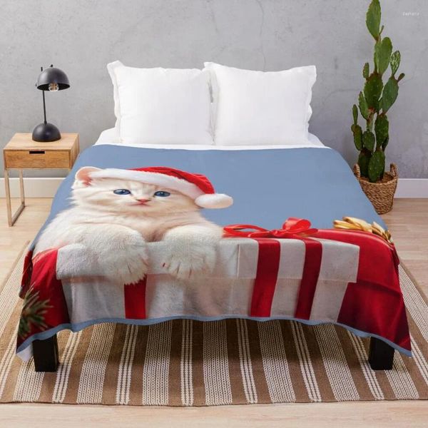 Couvertures chaton avec un canapé de flanelle de flanelle de couverture de couverture de pantalon de Santa Claus