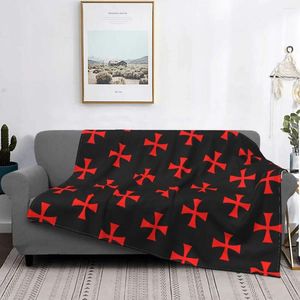 Couvertures Knights Templiers Couverture de la couverture Cross Cross Symbole Table ronde Sir Galahad Thin Throw pour la courtepointe en peluche de voyage de bureau