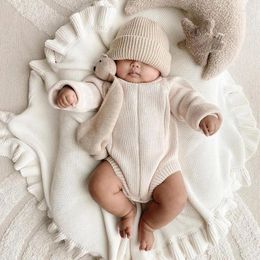 Decken Gestrickte Baby Swaddle Kinderwagen Decke Rüschen Baumwolle Häkeln Wolle Für Geborene Erhalten Bettwäsche Zubehör