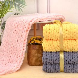 Mantas manta tejida sofá doramiento de chenle súper suave mantas de hilo de colas decoración del hogar beige blanco rosa 100x150cm