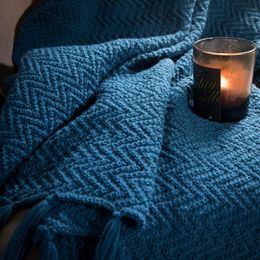 Dekens gebreide deken effen kleur linnen voor bed sofa golf gooien decor 130x160cm geometrische decoratieve couverture