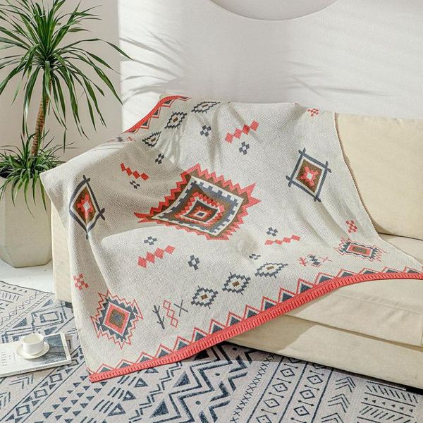 Mantas de punto manta para lanzar sofá aire acondicionado cubierta de siesta cama cola Jacquard lana a cuadros sala de estar decoración del hogar