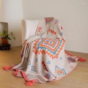 Dekens Gebreide deken voor slaapbank Bed Woonkamer Effen stoel Kwastjes Sprei Huis Decoratief