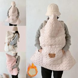 Mantas estilo coreano Otoño Invierno cochecito de bebé manta de dibujos animados engrosado edredón cálido saco de dormir correas para niños 1 pieza