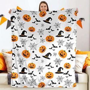 Mantas 30x40 pulgadas linda manta de calabaza Halloween tiro ligero para mujeres hombres suave acogedor sofá sala de estar cama K1