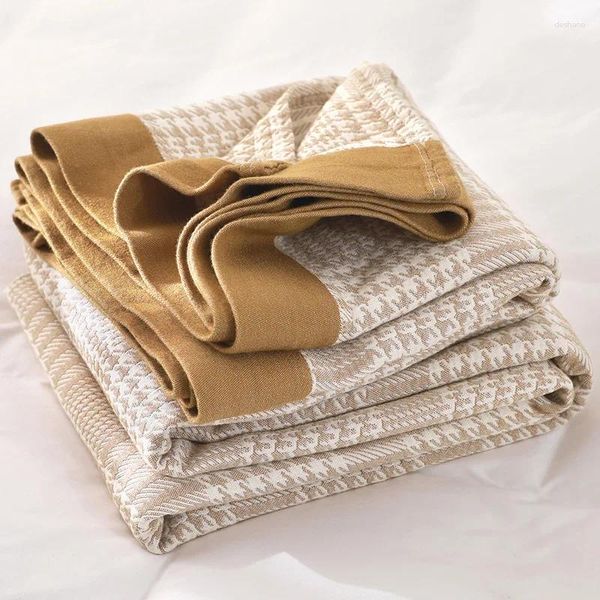 Couvertures Loison Bamboo Coton Couvercle de canapé-couvercle serviette à la grille fraîche Gauze Gauze Air Climatisation Double Quilt