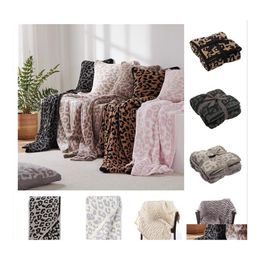 Mantas Diseños de leopardo Manta de lana de felpa suave para niños Audlt Knitted Home Er Throw Travel Drop Delivery Garden Textiles Dh7V3