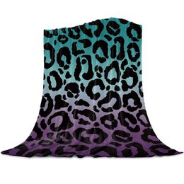 Cobertores com estampa de leopardo textura de pele animal gradiente flanela cobertor para sofá microfibra lance colcha capa cama