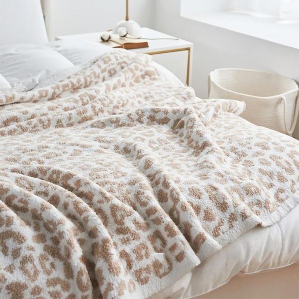 Mantas Manta con estampado de leopardo Toalla de punto suave Funda de sofá Cama de franela polar para decoración del hogar