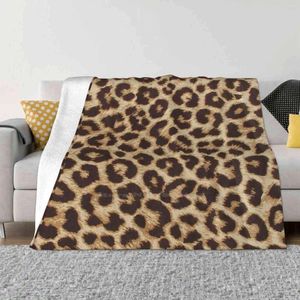Couvertures léopard imprimer nouveauté mode couverture chaude douce mignonne girly moderne abstrait nature brun animal motif