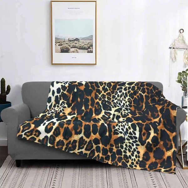 Mantas manchas de leopardo patrón aire acondicionado manta suave gueparh animal exótico piel manchada de cuero estilo de moda