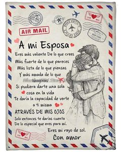 Dekens Brief aan mijn vrouw Flanellen deken Spaans A Mi EspoSa Zachte quilt Sprei Valentijnsdag Cadeau Manta