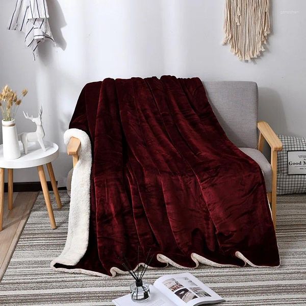 Couvertures salon canapé couverture en laine d'agneau doux respirant lavable corps chaud maison bureau couverture lit plaid couvre-lit sur les lits