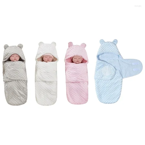 Couvertures Luxueux Sac de sommeil fonctionnel Born Double couche d'agneau polaire couverture de bébé anti-coup de pied pour l'automne hiver