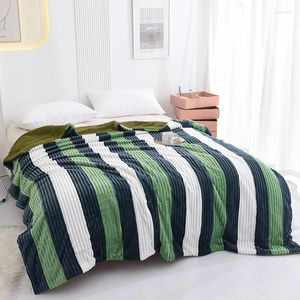 Dekens Luxe decoratieve bankdeken Warm gestreept Sherpa-hoes Dubbele lagen Vintage reizen Camping Dutje Quilt spreien