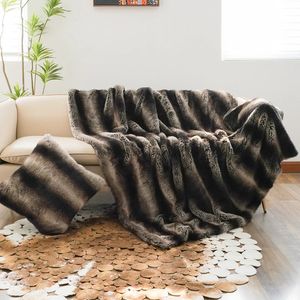 Dekens Luxe imitatiebont Zeer warme deken Pluizig Winterbankdeken Dikker bed Geruite sprei op het bed Cadeau voor Kerstmis 231113