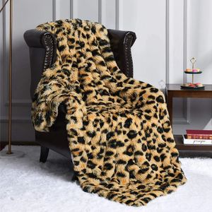 Couvertures Luxe léopard point jeter couverture chambre décor plaid couvre-lit s poilu hiver lit couvre canapé couverture grande épaisse fourrure 231212