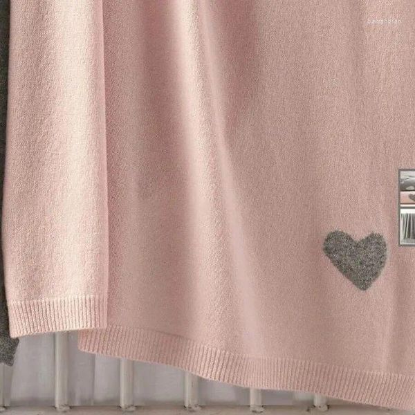 Couvertures luxury charmant coeur nuage motif tricot cachemire en cachemire en laine en laine