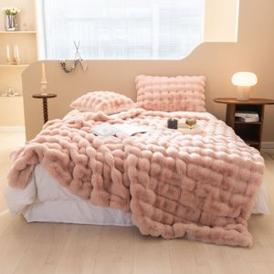 Dekens Luxe Zachte Faux Fur Gooi Deken Fuzzy Pluche Sprei op het bed geruite bankhoes dekens en spreien voor woonkamer slaapkamer 230802