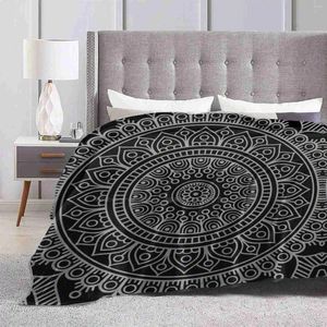 Couvertures Mandala Boho Noir Toutes Tailles Couverture Souple Décoration d'intérieur Literie Mandalas Bohème Bohochic Géométrique Joli Joli Motif Zen