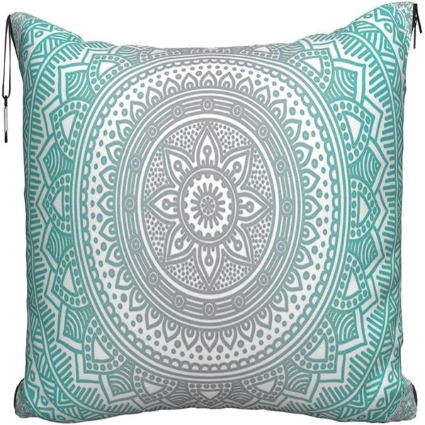 Couvertures Mandala Imprimé Ethnique Motif Oreiller De Voyage Couverture Deux-en-Un Sac À Dos Sangle Et Compact Avion Sac Taille Soutien 60x43 Pouces