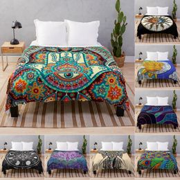 Dekens Mandala Bloemen Lichtgewicht Gooi Deken voor Slaapbank Bed Stoel Binnen Buiten Reizen Print Decoratief Gezellig Zacht Flanel Dames 230923