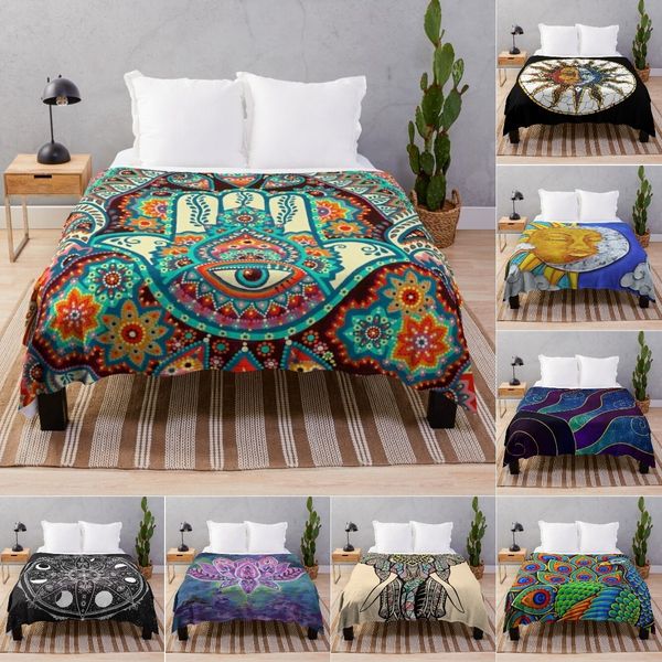 Couvertures Mandala Floral Couverture légère pour canapé-lit, chaise, intérieur, extérieur, voyage, imprimé décoratif, confortable, flanelle douce pour femme 230919
