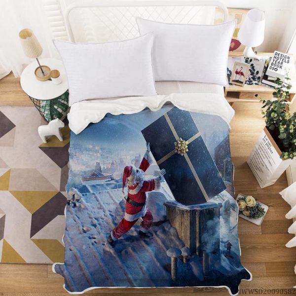 Couvertures Joyeux Noël Santa Claus Imprimer Couverture 3d Cool Bed Gift For Children Super Soft Highend Modern Home