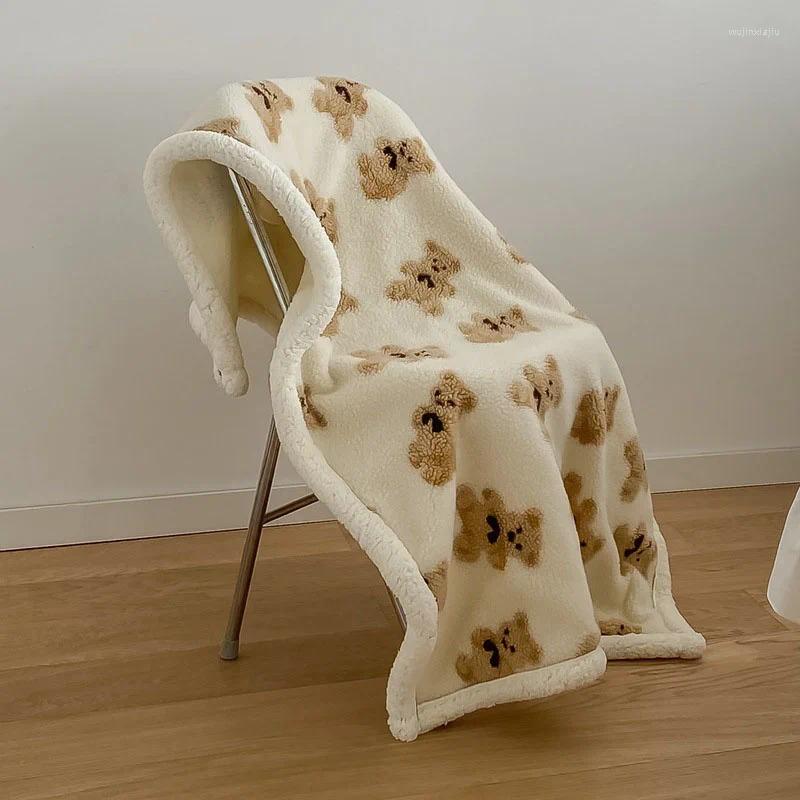 Blankets MILANCEL Winter Baby Blanket Bear Cotton Padded Warm Lamb Wool Born