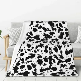 Couvertures à motif de vache à lait, couverture chaude et légère en peluche douce pour chambre à coucher, canapé, camping