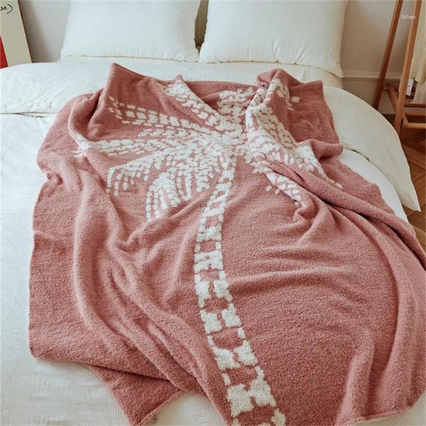 Couvertures modernes simples demi-côté polaire motif de noix de coco couverture couverture fraîche maison tricotée canapé décontracté robe douce assortie