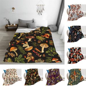 Couvertures Multi-taille 150cm 200cm Couverture de Maison en Flanelle Super Douce Chaude et Anti-boulochage Thanksgiving Champignon Canapé/Chambre/Voiture/AvionCouverture