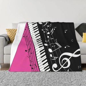 Couvertures notes de musique couverture de décoration de flanelle piano clés abstraites clés à domicile portables