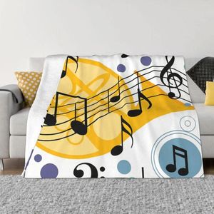 Couvertures notes de musique couverture de décoration de flanelle couleur portable couvre-lit à la maison