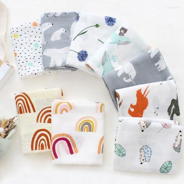 Couvertures mousseline 70% bambou 30% coton coton coton coton lit nourrisson de bébé swaddle né nés aux dossiers d'alimentation bandana burp tissu écharpe