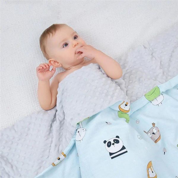 Couvertures mousseline bébé bulle chaude flanelle thermique poussette douce couverture de sommeil caricature de caricature de la literie infantile