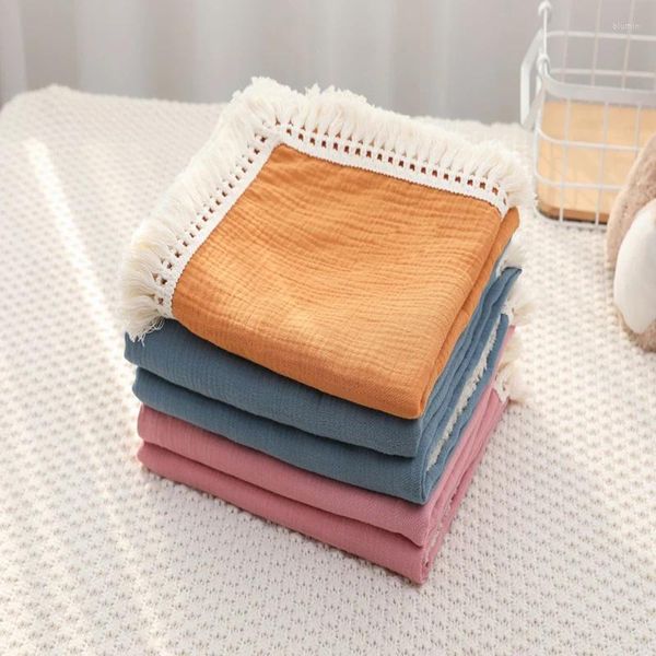 Couvertures en mousseline pour bébés, couvertures en coton à carreaux, motifs de cils nés, articles personnalisés pour hommes et filles, serviette de bain pour bébé