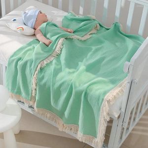 Couvertures en mousseline froissée 105x105cm, gaze de coton à volants, chiffons pour bébé, couverture, couches, serviette de bain pour bébé