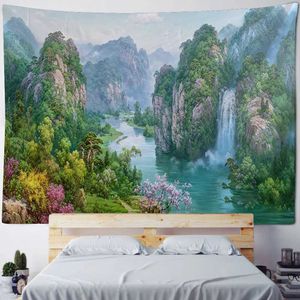 Couvertures paysage naturel imprimé tapisserie rétro peinture d'huile art mur suspendu décoration mur