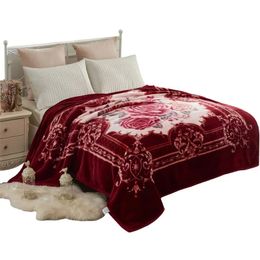 Couvertures NC Couverture de lit en polaire en peluche douce réversible chaude King 83 'x93' bordeaux floral 231122