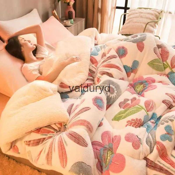 Mantas Nuevo Twin/Queen/King Size patchwork Edredones gruesos y cálidos Edredón hogar Lujo Impreso Franela Manta de invierno Ropa de cama Edredón quiltedvaiduryd