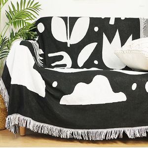 Couvertures nordique abstrait géométrie jeter couverture multifonction noir blanc décoration housse Cobertor canapé-lit voiture feuille souple