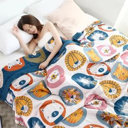 Couvertures nordiques Cartoon loisirs Blanket Throwt Summer Gauze Coton Sofa Single Double Bed Spread Boho Living Room Cover