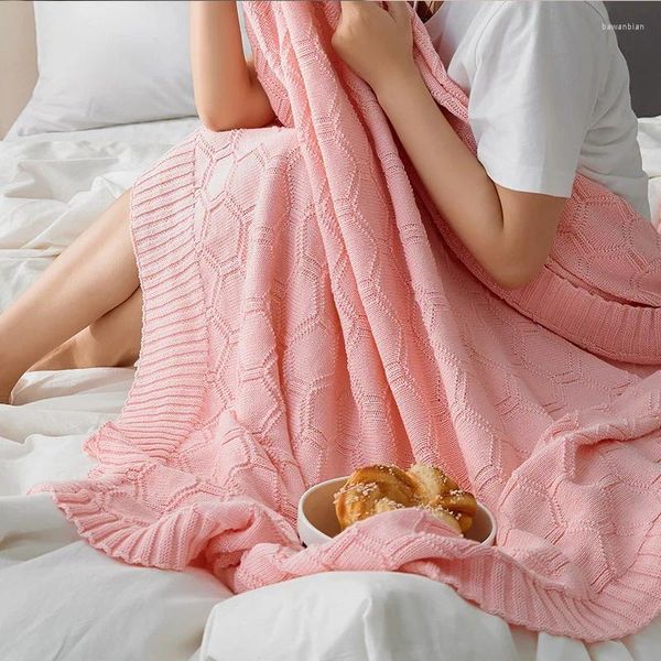 Couvertures nordiques motif géométrique coton tricoté couverture canapé couverture décor à la maison jeter pour lit Portable respirant châle