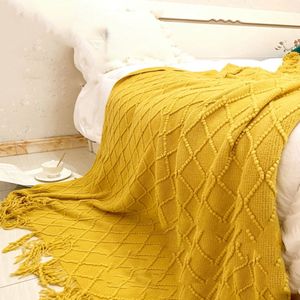 Dekens Noordse gebreide deken met kwastjes huis textielworp sofa deken voor slaapkamer airconditioning dekens Home Decoratie 230414