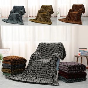 Couvertures nordiques minimalistes en peluche imitation imitation de vison de pliss épaissie de lit à carref
