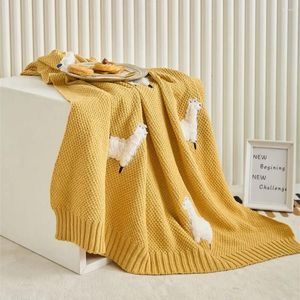 Couvertures couvertures de climatisation en coton en tricot nordique pour canapé office de loisirs sieste jet de voyage de tapisserie portable